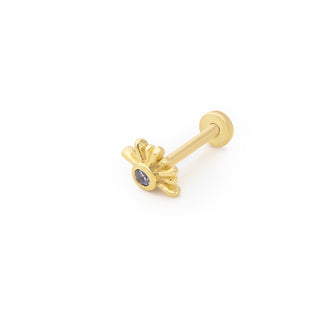 Taşlı Vintage Çiçek 14 Ayar Altın Piercing