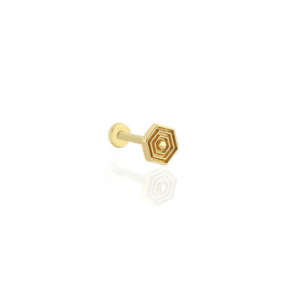 Altıgen 14 Ayar Altın Piercing