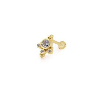Galaksi Taşlı 14 Ayar Altın Piercing