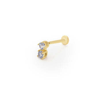 Çift Taşlı 14 Ayar Altın Piercing