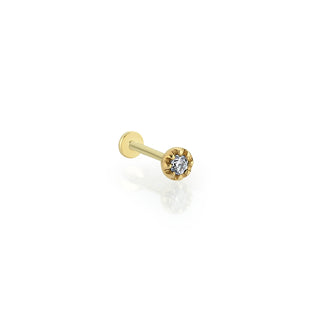 Vintage Dokulu 14 Ayar Altın Piercing