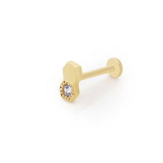 Geometrik Tektaş 14 Ayar Altın Piercing