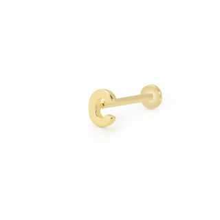C Harf 14 Ayar Altın Piercing