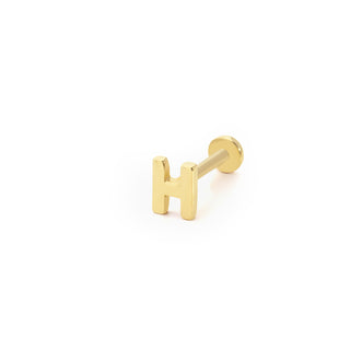 H Harf 14 Ayar Altın Piercing