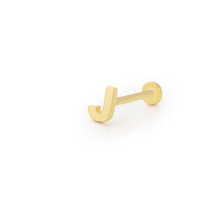 J Harf 14 Ayar Altın Piercing