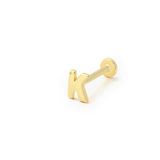 K Harf 14 Ayar Altın Piercing