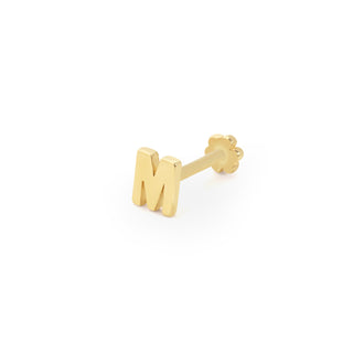 M Harf 14 Ayar Altın Piercing