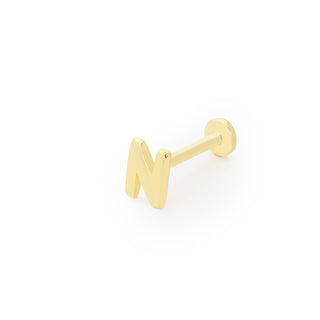 N Harf 14 Ayar Altın Piercing