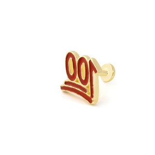 Kırmızı Mineli 100 Emoji 14 Ayar Altın Piercing