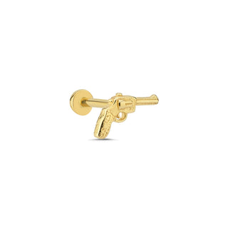 Revolver Tabanca 14 Ayar Altın Piercing