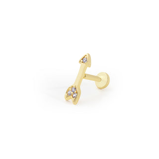 Double Ok 14 Ayar Altın Piercing