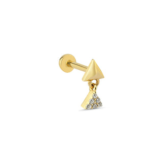 Modern Piramit 14 Ayar Altın Piercing