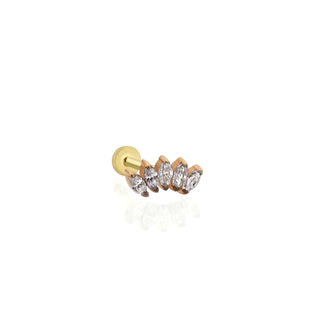 Rose Gold Taşlı 14 Ayar Altın Piercing