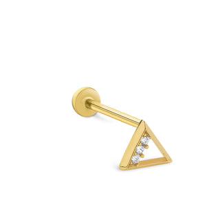 Üç Taşlı Üçgen 14 Ayar Altın Piercing