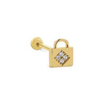Kilit Parıltı 14 Ayar Altın Piercing