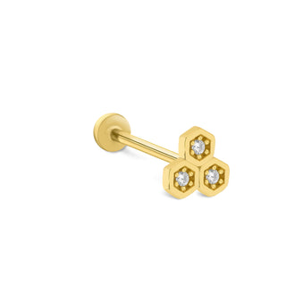 Hexa Trio 14 Ayar Altın Piercing