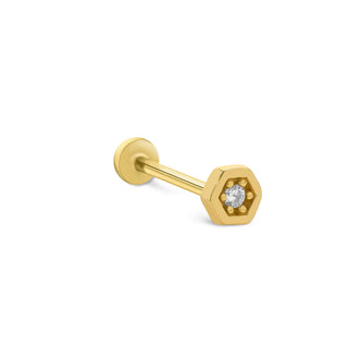Altıgen Zarafet 14 Ayar Piercing