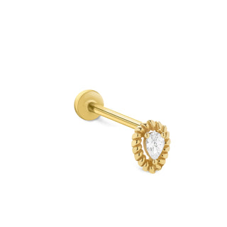 Vintage Burgu  Damla 14 Ayar Altın Piercing