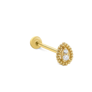 Vintage Taşlı 14 Ayar Altın Piercing