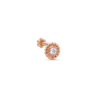 Vintage Işıltılı  Halo 14 Ayar Rose Altın Piercing