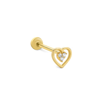 İkili Kalp Işığı 14 Ayar Altın Piercing