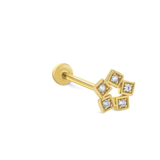 Geometrik Yıldız Formlu 14 Ayar Altın Piercing