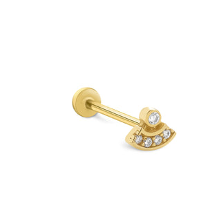 Çift Katmanlı Taşlı 14 Ayar Altın Piercing