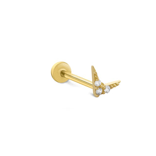 Modern V Taşlı 14 Ayar Altın Piercing