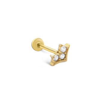 Mini Taç Parıltısı 14 Ayar Altın Piercing