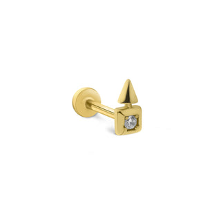 Ok Uçlu Kare Işık 14 Ayar Altın Piercing