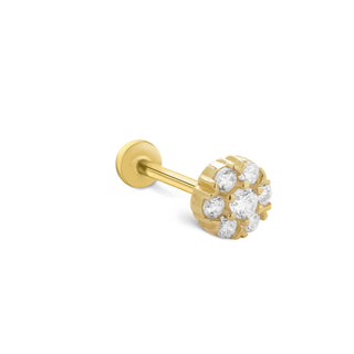 Işıltılı Halo Desen 14 Ayar Altın Piercing