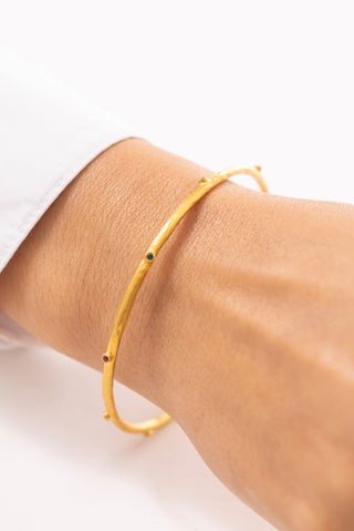 Renkli Taşlı Antik 14 Ayar Altın Kelepçe