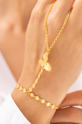 Bars Zarif Çiçek Motifli 14 Ayar Altın Şahmeran