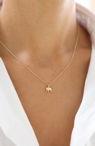 Şans ve Bereket Sembolü Fil 14 Ayar Altın Kolye