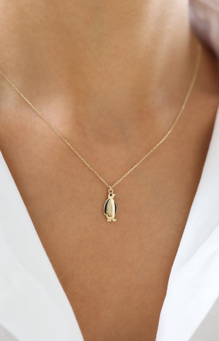 Sevimli Penguen Detaylı 14 Ayar Altın Kolye