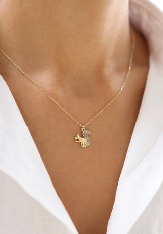Sevimli Sincap 14 Ayar Altın Kolye