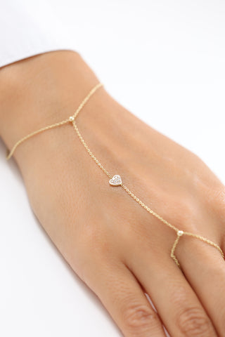 Şık Kalp Detaylı 14 Ayar Altın Şahmeran