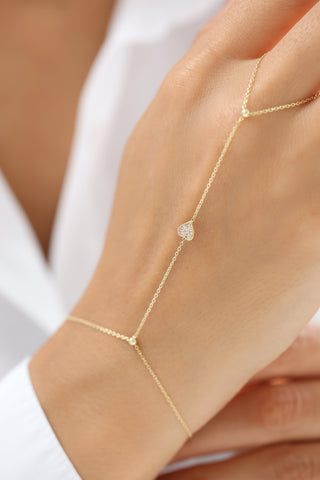 Şık Kalp Detaylı 14 Ayar Altın Şahmeran