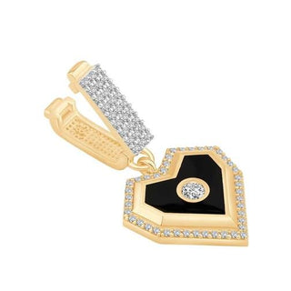 Ema Siyah Mineli Kalp 9Mm 14 Ayar Altın Bileklik Charm