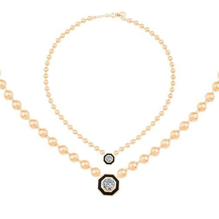 Siyah Mineli Taşlı Top Kolye