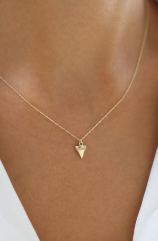 Taşlı Piramit Uç 14 Ayar Altın Kolye