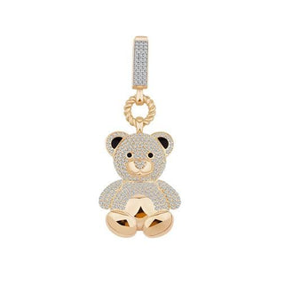 Ema Taşlı 3D Ayıcık 14 Ayar Altın Charm