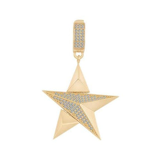 Ema Taşlı Geometrik Yıldız 14 Ayar Altın Charm
