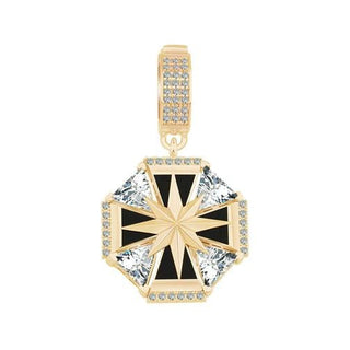 Ema Taşlı Madalyon 14 Ayar Altın Charm