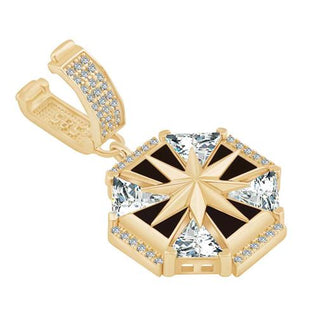 Ema Taşlı Madalyon 14 Ayar Altın Charm