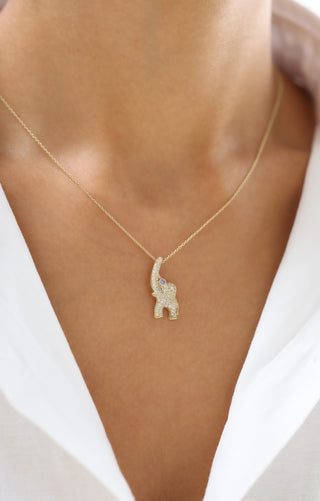 Taşlı Şans Fil 14 Ayar Altın Kolye