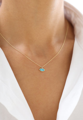 Turkuaz Nazar Gözü 14 Ayar Altın Kolye