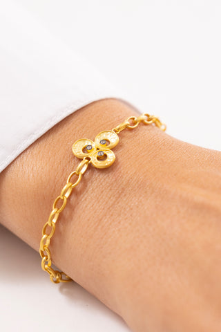 Üç Halkalı Antik 14 Ayar Altın Bileklik