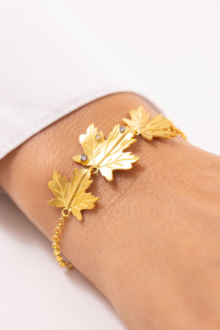 Üç Yapraklı 14 Ayar Altın Bileklik