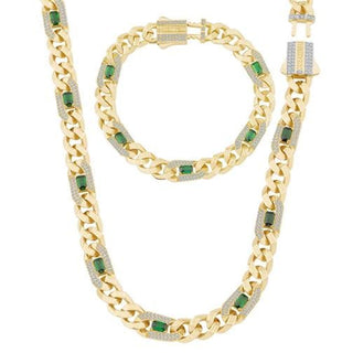 Ema Yeşil Taşlı Gurmet 14 Ayar Altın Set